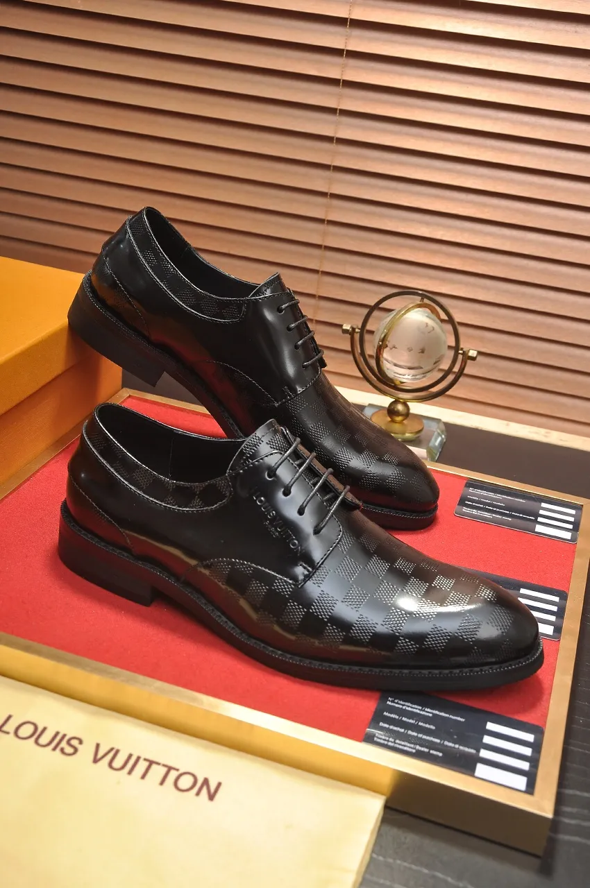 Men's shoes💰460💶【LOUIS VUITTON】(sheepskin lining) new cowhide LV formal shoes🎩🎩❗️🆘made one to one at the counter🎩original quality, imported cowhide upper➕full sheepskin lining➕original rubber outsole, {high quality visible}👣Size: 38-45 (45 custom-made)